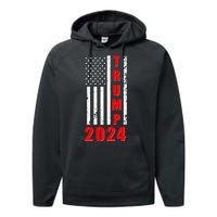 Trump 2024 Election Distressed US Flag Performance Fleece Hoodie