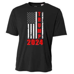 Trump 2024 Election Distressed US Flag Cooling Performance Crew T-Shirt