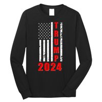 Trump 2024 Election Distressed US Flag Long Sleeve Shirt