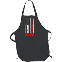 Trump 2024 Election Distressed US Flag Full-Length Apron With Pockets