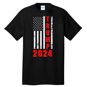 Trump 2024 Election Distressed US Flag Tall T-Shirt