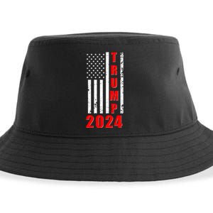 Trump 2024 Election Distressed US Flag Sustainable Bucket Hat