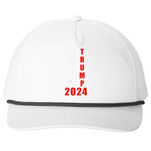 Trump 2024 Election Distressed US Flag Snapback Five-Panel Rope Hat