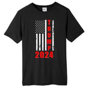 Trump 2024 Election Distressed US Flag Tall Fusion ChromaSoft Performance T-Shirt