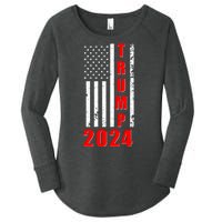 Trump 2024 Election Distressed US Flag Women's Perfect Tri Tunic Long Sleeve Shirt