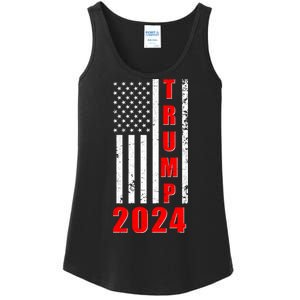 Trump 2024 Election Distressed US Flag Ladies Essential Tank