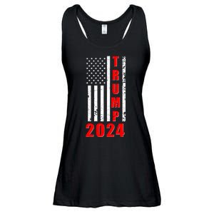 Trump 2024 Election Distressed US Flag Ladies Essential Flowy Tank