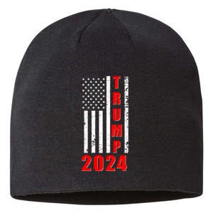 Trump 2024 Election Distressed US Flag Sustainable Beanie