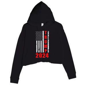 Trump 2024 Election Distressed US Flag Crop Fleece Hoodie