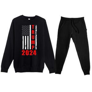 Trump 2024 Election Distressed US Flag Premium Crewneck Sweatsuit Set