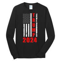 Trump 2024 Election Distressed US Flag Tall Long Sleeve T-Shirt