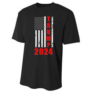 Trump 2024 Election Distressed US Flag Performance Sprint T-Shirt