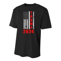 Trump 2024 Election Distressed US Flag Youth Performance Sprint T-Shirt