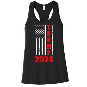 Trump 2024 Election Distressed US Flag Women's Racerback Tank