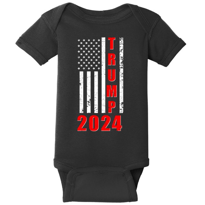 Trump 2024 Election Distressed US Flag Baby Bodysuit