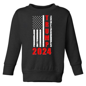 Trump 2024 Election Distressed US Flag Toddler Sweatshirt