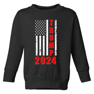 Trump 2024 Election Distressed US Flag Toddler Sweatshirt