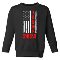 Trump 2024 Election Distressed US Flag Toddler Sweatshirt