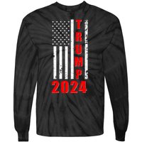 Trump 2024 Election Distressed US Flag Tie-Dye Long Sleeve Shirt