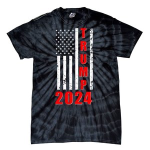 Trump 2024 Election Distressed US Flag Tie-Dye T-Shirt