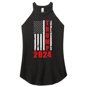 Trump 2024 Election Distressed US Flag Women's Perfect Tri Rocker Tank