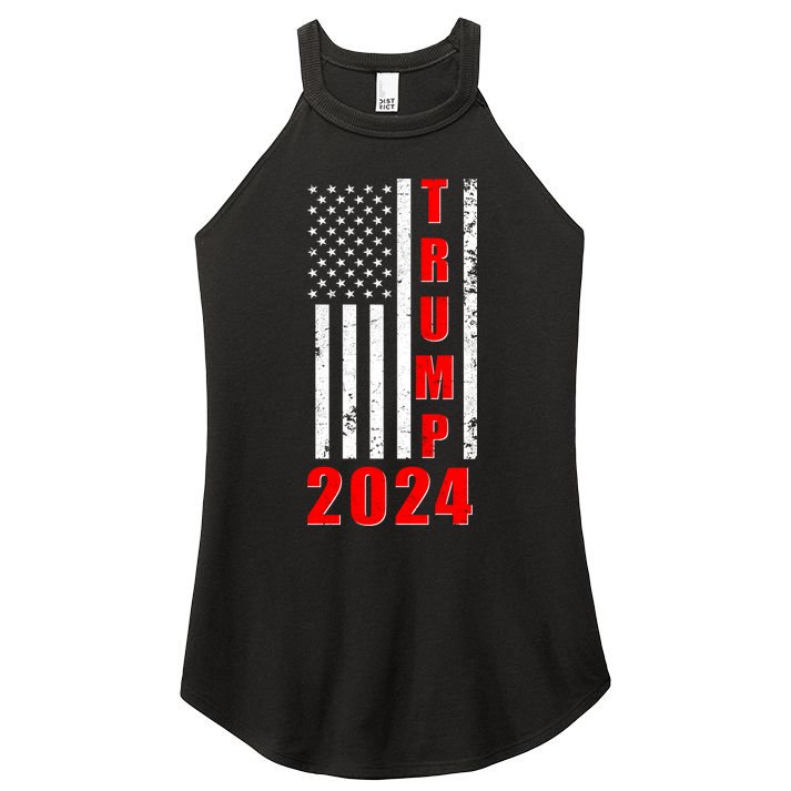 Trump 2024 Election Distressed US Flag Women's Perfect Tri Rocker Tank