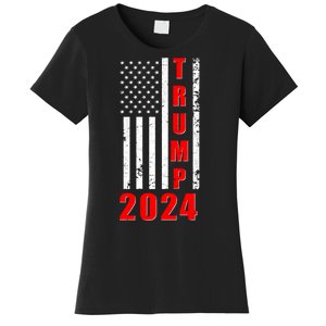 Trump 2024 Election Distressed US Flag Women's T-Shirt