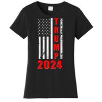 Trump 2024 Election Distressed US Flag Women's T-Shirt