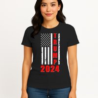Trump 2024 Election Distressed US Flag Womens T-Shirt