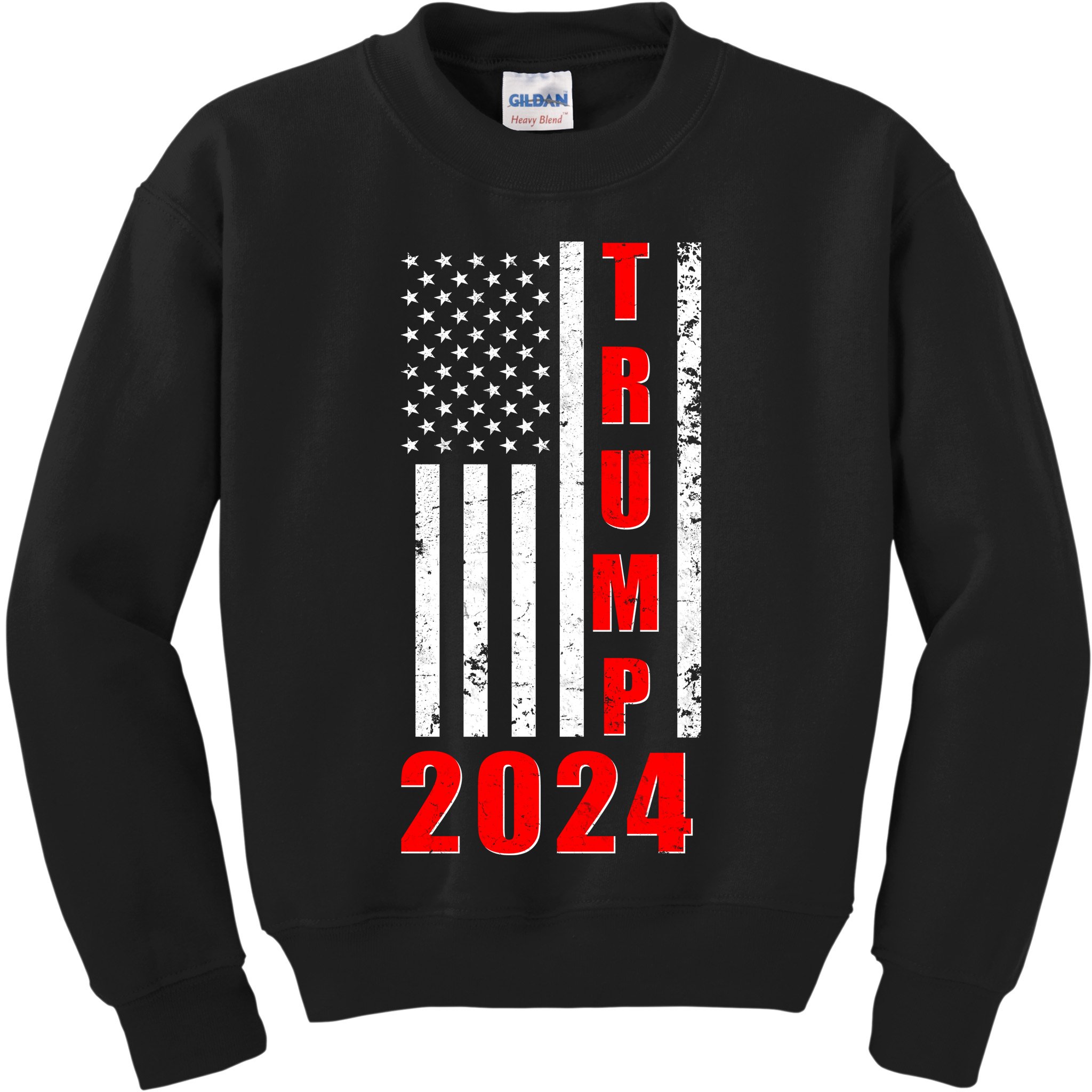 Trump 2024 Election Distressed US Flag Kids Sweatshirt