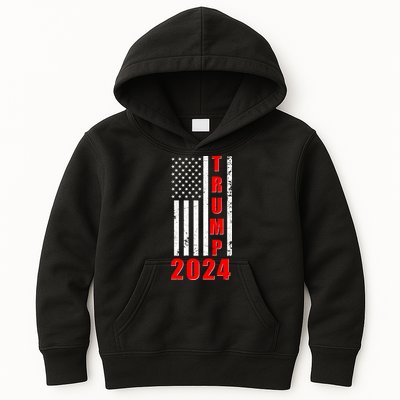 Trump 2024 Election Distressed US Flag Kids Hoodie