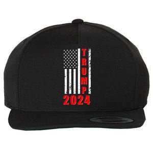 Trump 2024 Election Distressed US Flag Wool Snapback Cap