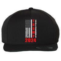 Trump 2024 Election Distressed US Flag Wool Snapback Cap