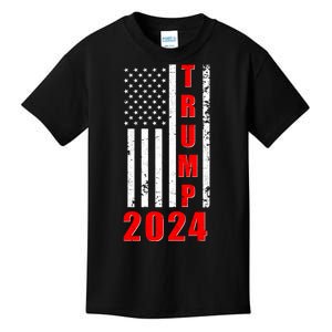 Trump 2024 Election Distressed US Flag Kids T-Shirt