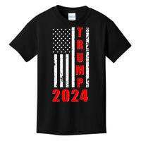 Trump 2024 Election Distressed US Flag Kids T-Shirt