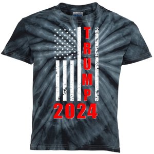 Trump 2024 Election Distressed US Flag Kids Tie-Dye T-Shirt