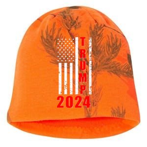 Trump 2024 Election Distressed US Flag Kati - Camo Knit Beanie