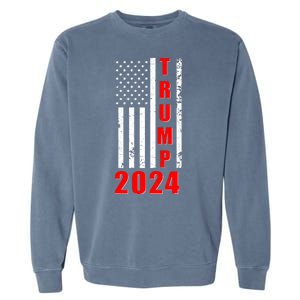 Trump 2024 Election Distressed US Flag Garment-Dyed Sweatshirt