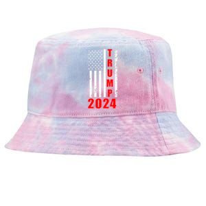 Trump 2024 Election Distressed US Flag Tie-Dyed Bucket Hat