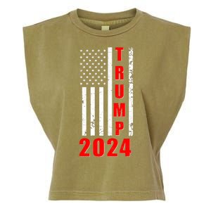 Trump 2024 Election Distressed US Flag Garment-Dyed Women's Muscle Tee