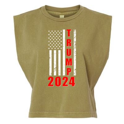 Trump 2024 Election Distressed US Flag Garment-Dyed Women's Muscle Tee