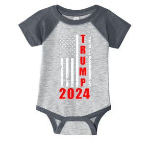 Trump 2024 Election Distressed US Flag Infant Baby Jersey Bodysuit