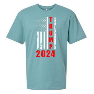 Trump 2024 Election Distressed US Flag Sueded Cloud Jersey T-Shirt