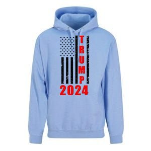 Trump 2024 Election Distressed US Flag Unisex Surf Hoodie