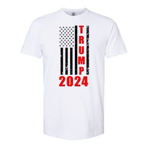 Trump 2024 Election Distressed US Flag Softstyle CVC T-Shirt