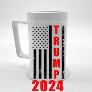 Trump 2024 Election Distressed US Flag Beer Stein