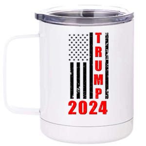 Trump 2024 Election Distressed US Flag 12 oz Stainless Steel Tumbler Cup