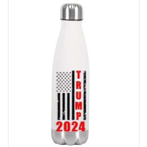 Trump 2024 Election Distressed US Flag Stainless Steel Insulated Water Bottle