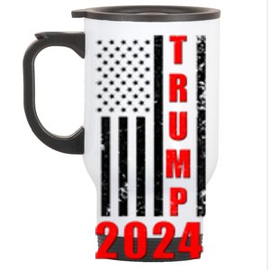 Trump 2024 Election Distressed US Flag Stainless Steel Travel Mug