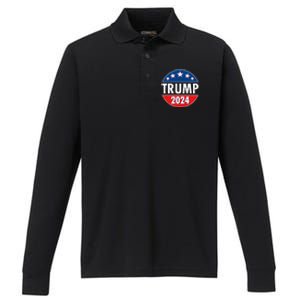 Trump 2024 Election Emblem Performance Long Sleeve Polo